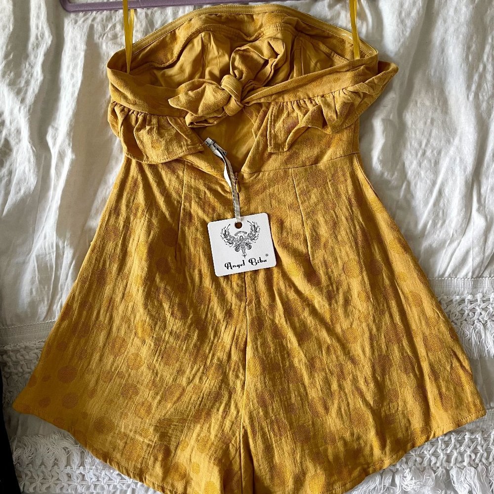 Mustard Strapless Romper